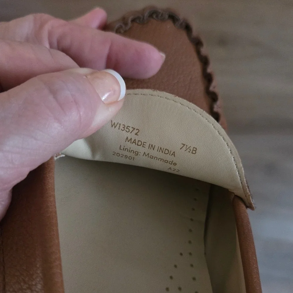 Cole Haan Womens Cognac Pebbled Leather Pinch Driving Loafers W13572 Size 7.5B